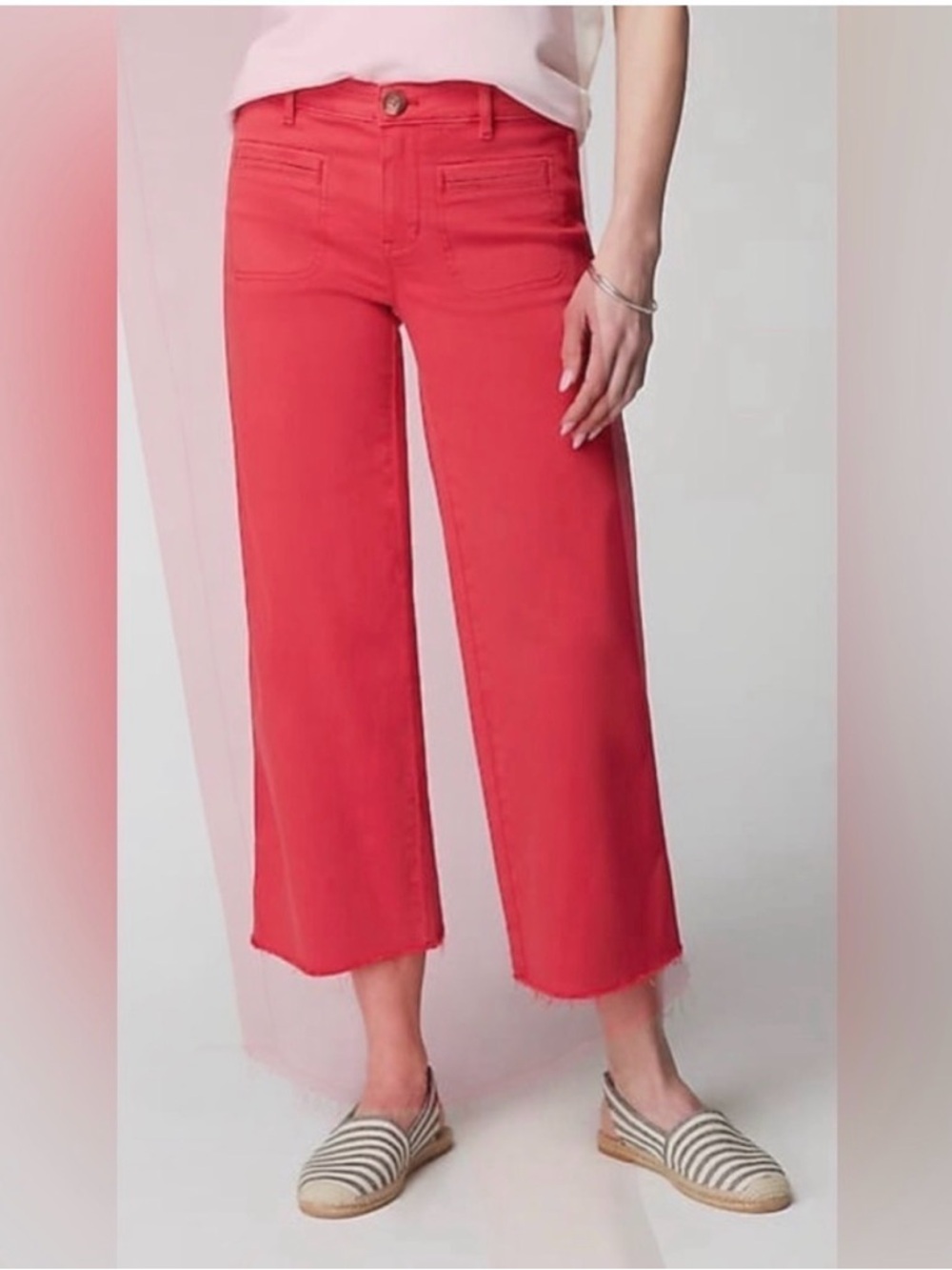 J. Jill Coral Cropped Wide-Leg Jeans